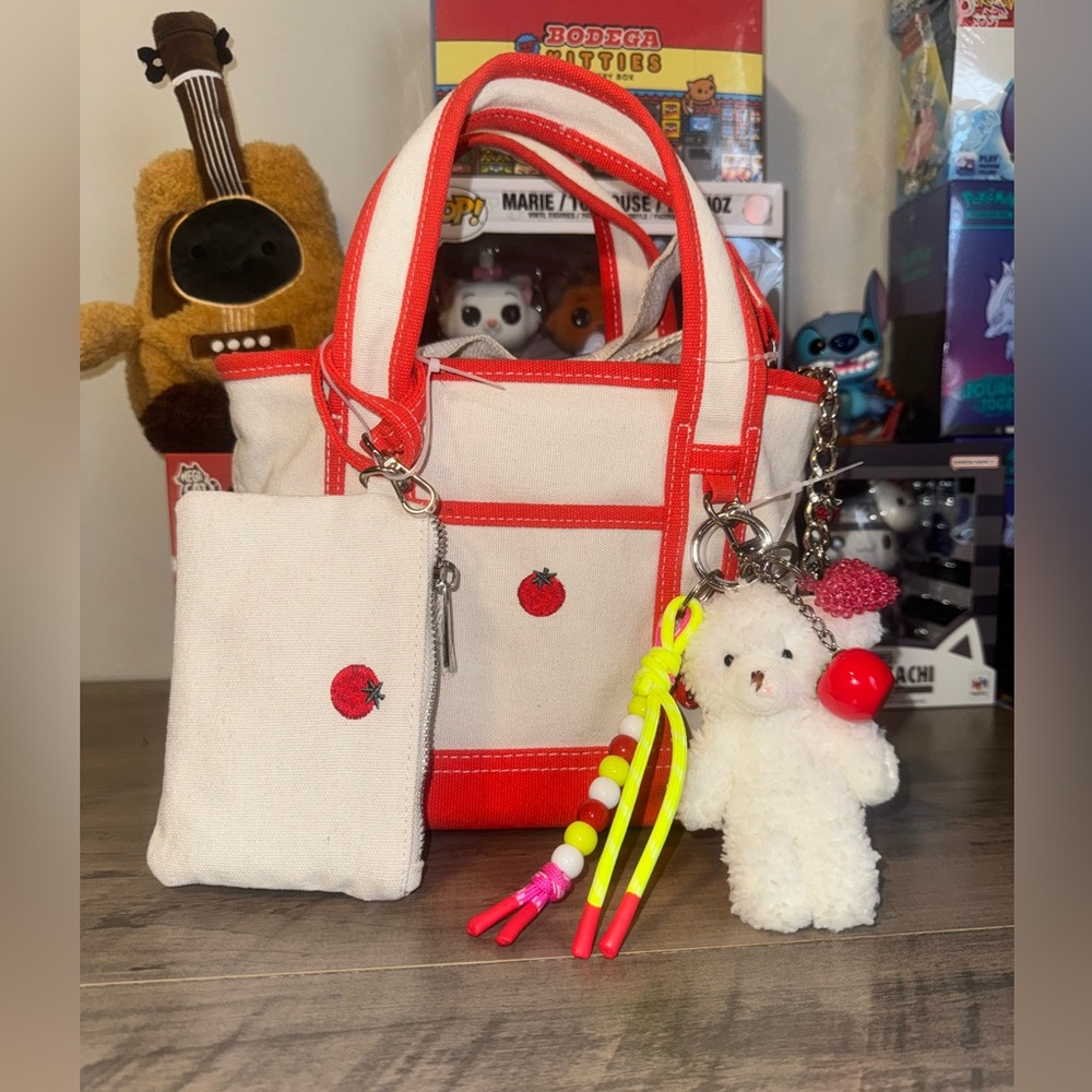Madden Girl Mini Tomato Print Canvas Tote with Chain